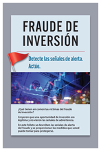 Front page of Fraude De Inversión brochure. 