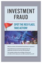 Front page of Investment Fraud English Version brochure.