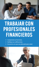 Front page of trabajar con profesionales financieros brochure. 